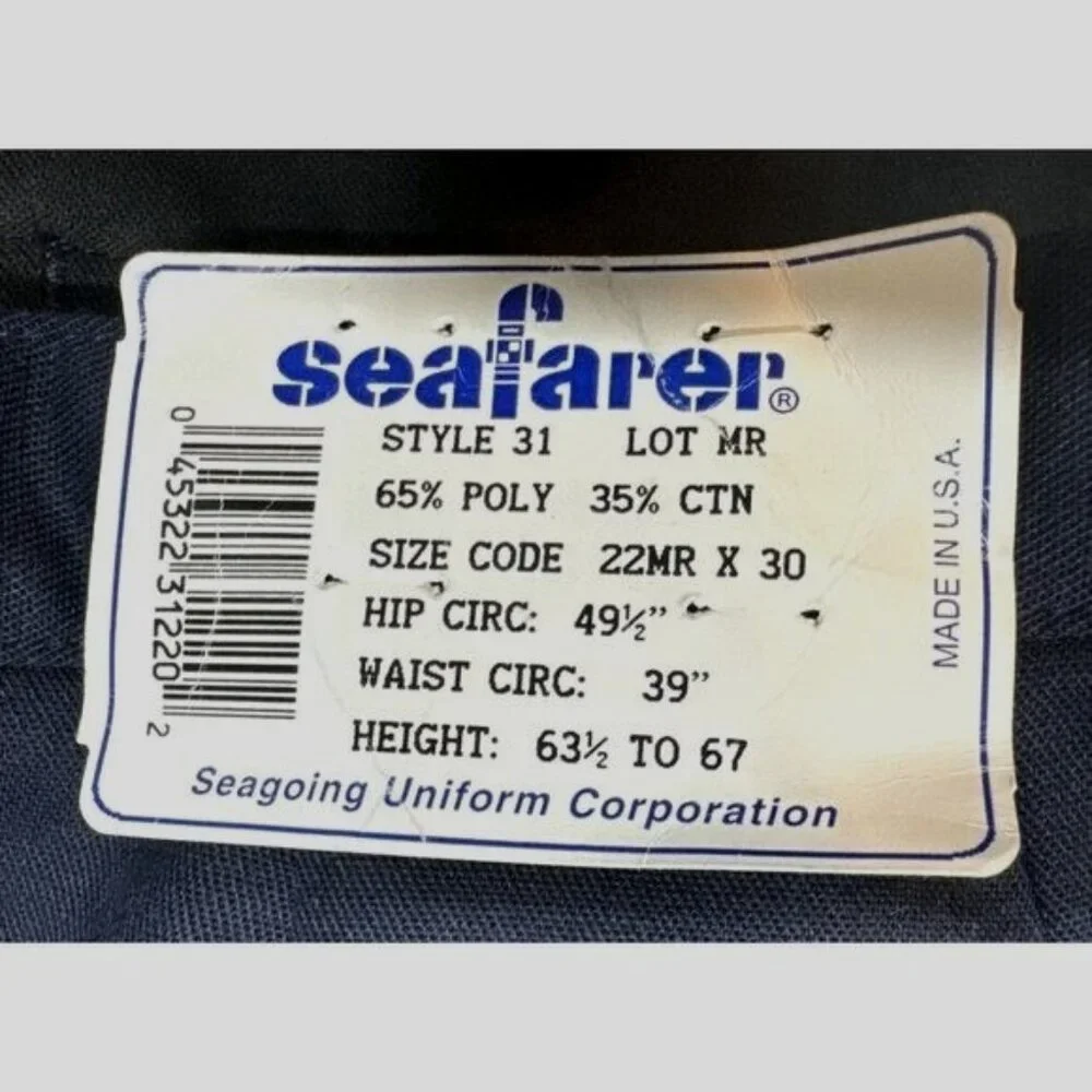 Seafarer Trousers Dress Pants Womens 22 Navy Military Chino 38x30 USA NEW - Picture 3 of 8
